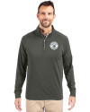 Milwaukee Brewers Mono Cutter & Buck Adapt Eco Knit Stretch Recycled Mens Quarter Zip Pullover Poplar Front Thumbnail Image