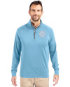 Chicago Cubs Mono Cutter & Buck Adapt Eco Knit Stretch Recycled Mens Quarter Zip Pullover Atlas Light Blue Front Thumbnail Image