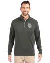 San Diego Padres Mono Cutter & Buck Adapt Eco Knit Stretch Recycled Mens Quarter Zip Pullover Poplar Front Thumbnail Image