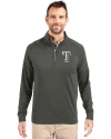 Texas Rangers Mono Cutter & Buck Adapt Eco Knit Stretch Recycled Mens Quarter Zip Pullover Poplar Front Thumbnail Image