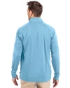 Tampa Bay Rays Mono Cutter & Buck Adapt Eco Knit Stretch Recycled Mens Quarter Zip Pullover Atlas Light Blue Back Thumbnail Image
