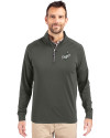 Los Angeles Dodgers Mono Cutter & Buck Adapt Eco Knit Stretch Recycled Mens Quarter Zip Pullover Poplar Front Thumbnail Image