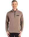 New York Jets Mono Cutter & Buck Adapt Eco Knit Stretch Recycled Mens Quarter Zip Pullover Mushroom Front Thumbnail Image
