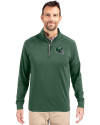 New York Jets NFL Helmet Cutter & Buck Adapt Eco Knit Stretch Recycled Mens Quarter Zip Pullover Hunter Green Front Thumbnail Image