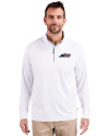 New York Jets Americana - Cutter & Buck Adapt Eco Knit Stretch Recycled Mens Quarter Zip Pullover White Front Thumbnail Image