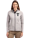 Texas Rangers Mono Cutter & Buck Adapt Eco Knit Hybrid Recycled Womens Full Zip Jacket Polished Medium Gray Front Thumbnail Image