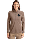Boston Red Sox Mono Cutter & Buck Adapt Eco Knit Stretch Recycled Womens Half Zip Pullover Mushroom Front Thumbnail Image