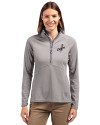 Los Angeles Dodgers Mono Cutter & Buck Adapt Eco Knit Stretch Recycled Womens Half Zip Pullover Polished Medium Gray Front Thumbnail Image