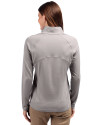 Los Angeles Dodgers Mono Cutter & Buck Adapt Eco Knit Stretch Recycled Womens Half Zip Pullover Polished Medium Gray Back Thumbnail Image