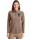 Texas Rangers Mono Cutter & Buck Adapt Eco Knit Stretch Recycled Womens Half Zip Pullover Mushroom Front Thumbnail Image