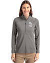 San Diego Padres Mono Cutter & Buck Adapt Eco Knit Stretch Recycled Womens Half Zip Pullover Elemental Grey Front Thumbnail Image