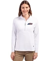 New York Jets Americana - Cutter & Buck Adapt Eco Knit Stretch Recycled Womens Half Zip Pullover White Front Thumbnail Image
