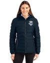 Minnesota Twins Mono Cutter & Buck Mission Ridge Repreve® Eco Insulated Womens Puffer Jacket Navy Blue Front Thumbnail Image