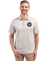 New York Mets Mono Cutter & Buck Virtue Eco Pique Stripe Recycled Mens Big and Tall Polo Polished Medium Gray Front Thumbnail Image