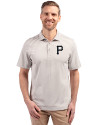 Pittsburgh Pirates Mono Cutter & Buck Virtue Eco Pique Stripe Recycled Mens Big and Tall Polo Polished Medium Gray Front Thumbnail Image