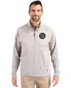 Seattle Mariners Mono Cutter & Buck Adapt Eco Knit Hybrid Recycled Mens Quarter Zip Polished Medium Gray Front Thumbnail Image