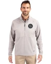 Seattle Mariners Mono Cutter & Buck Adapt Eco Knit Hybrid Recycled Mens Quarter Zip Polished Medium Gray Front Thumbnail Image