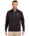 Kansas City Royals Mono Cutter & Buck Adapt Eco Knit Hybrid Recycled Mens Quarter Zip Black Front Thumbnail Image