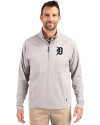Detroit Tigers Mono Cutter & Buck Adapt Eco Knit Hybrid Recycled Mens Quarter Zip Polished Medium Gray Front Thumbnail Image