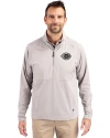 Cincinnati Reds Mono Cutter & Buck Adapt Eco Knit Hybrid Recycled Mens Quarter Zip Polished Medium Gray Front Thumbnail Image