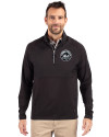 New York Mets Mono Cutter & Buck Adapt Eco Knit Hybrid Recycled Mens Quarter Zip Black Front Thumbnail Image