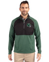 New York Jets NFL Helmet Cutter & Buck Adapt Eco Knit Hybrid Recycled Mens Quarter Zip Hunter/Black Front Thumbnail Image