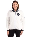 Seattle Mariners Mono Cutter & Buck Cascade Eco Fleece Womens Full Zip Jacket Shell/Navy Blue Front Thumbnail Image