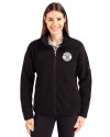 Milwaukee Brewers Mono Cutter & Buck Cascade Eco Fleece Womens Full Zip Jacket Black Front Thumbnail Image