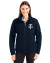 Minnesota Twins Mono Cutter & Buck Cascade Eco Fleece Womens Full Zip Jacket Navy Blue Front Thumbnail Image