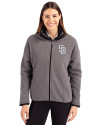 San Diego Padres Mono Cutter & Buck Cascade Eco Fleece Womens Full Zip Jacket Elemental Grey/Black Front Thumbnail Image