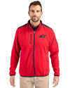 New York Jets Americana - Cutter & Buck Cascade Eco Fleece Mens Full Zip Jacket Red/Navy Blue Front Thumbnail Image