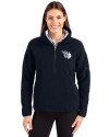 Cleveland Guardians Mono Cutter & Buck Cascade Eco Fleece Womens Pullover Jacket Navy Blue Front Thumbnail Image