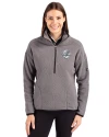 View image 4: New York Yankees Monochromatic Cutter & Buck Cascade Epic Comfort Recycled Sherpa Fleece Womens Pullover Jacket Elemental Grey/Black Front