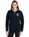 Washington Nationals Mono Cutter & Buck Cascade Eco Fleece Womens Pullover Jacket Navy Blue Front Thumbnail Image