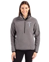 Texas Rangers Mono Cutter & Buck Cascade Eco Fleece Womens Pullover Jacket Elemental Grey/Black Front Thumbnail Image
