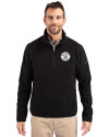Milwaukee Brewers Mono Cutter & Buck Cascade Eco Fleece Mens Quarter Zip Jacket Black Front Thumbnail Image