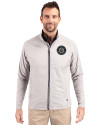 Seattle Mariners Mono Cutter & Buck Adapt Eco Knit Hybrid Recycled Mens Big & Tall Full Zip Jacket Polished Medium Gray Front Thumbnail Image
