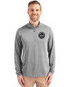 New York Mets Mono Cutter & Buck Virtue Eco Pique Recycled Quarter Zip Mens Big & Tall Pullover Polished Medium Gray Front Thumbnail Image