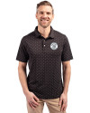 Milwaukee Brewers Mono Cutter & Buck Virtue Eco Pique Tile Print Recycled Mens Big & Tall Polo Black Front Thumbnail Image