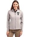 Texas Rangers Mono Cutter & Buck Adapt Eco Knit Heather Recycled Womens Full Zip Polished Heather Front Thumbnail Image