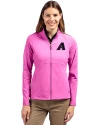View image 7: Arizona Diamondbacks Monochromatic Cutter & Buck Adapt Recycled Soft Knit Stretch Womens Heathered Full Zip Jacket Gelato Heather Front