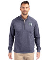 Cleveland Guardians Mono Cutter & Buck Adapt Eco Knit Heather Mens Quarter Zip Pullover Navy Blue Heather Front Thumbnail Image