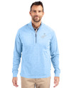 Los Angeles Dodgers Mono Cutter & Buck Adapt Eco Knit Heather Mens Quarter Zip Pullover Atlas Heather Front Thumbnail Image