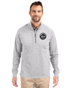 New York Mets Mono Cutter & Buck Adapt Eco Knit Heather Mens Quarter Zip Pullover Polished Heather Front Thumbnail Image