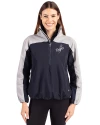 Los Angeles Dodgers Mono Cutter & Buck Charter Eco Recycled Womens Anorak Jacket Navy Blue/Polished Front Thumbnail Image