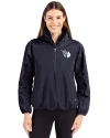 Cleveland Guardians Mono Cutter & Buck Charter Eco Recycled Womens Anorak Jacket Navy Blue Front Thumbnail Image