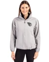 Cleveland Guardians Mono Cutter & Buck Charter Eco Recycled Womens Anorak Jacket Polished Medium Gray Front Thumbnail Image