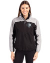 Chicago Cubs Mono Cutter & Buck Charter Eco Recycled Womens Anorak Jacket Black/Polished Front Thumbnail Image