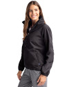 New York Mets Mono Cutter & Buck Charter Eco Recycled Womens Anorak Jacket Black Side Thumbnail Image