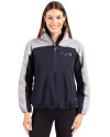Atlanta Braves Mono Cutter & Buck Charter Eco Recycled Womens Anorak Jacket Navy Blue/Polished Front Thumbnail Image